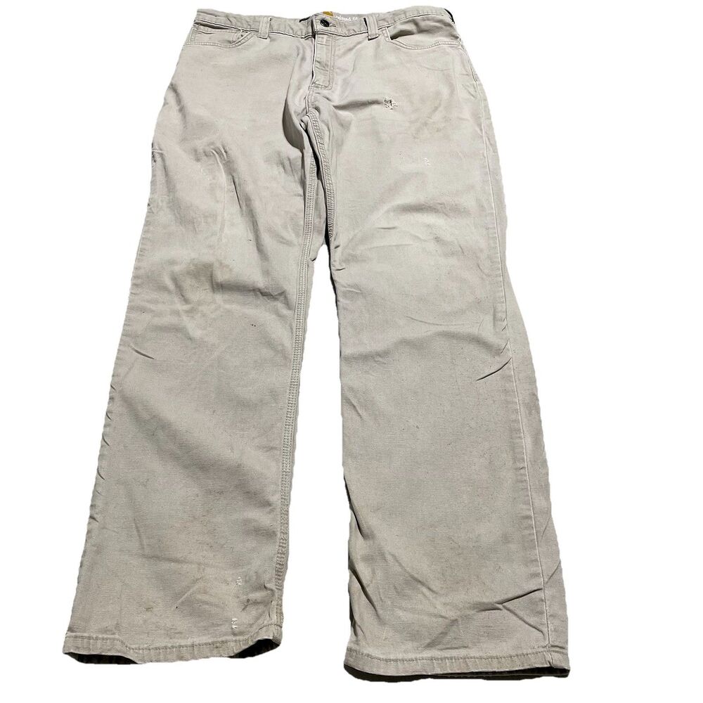 Carhartt Khaki Relaxed Fit Pants Mens 36x32 Utility Workwear Straight Leg Cotton